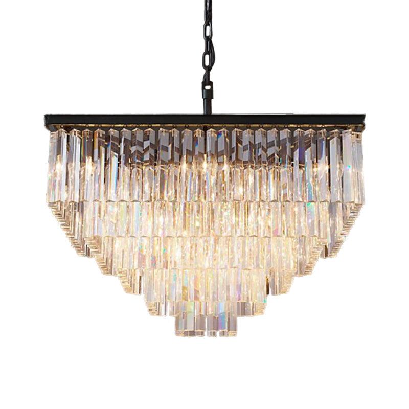 3/5/7-Tier Living Room Chandelier Lighting Square Crystal Shade - Rebooters