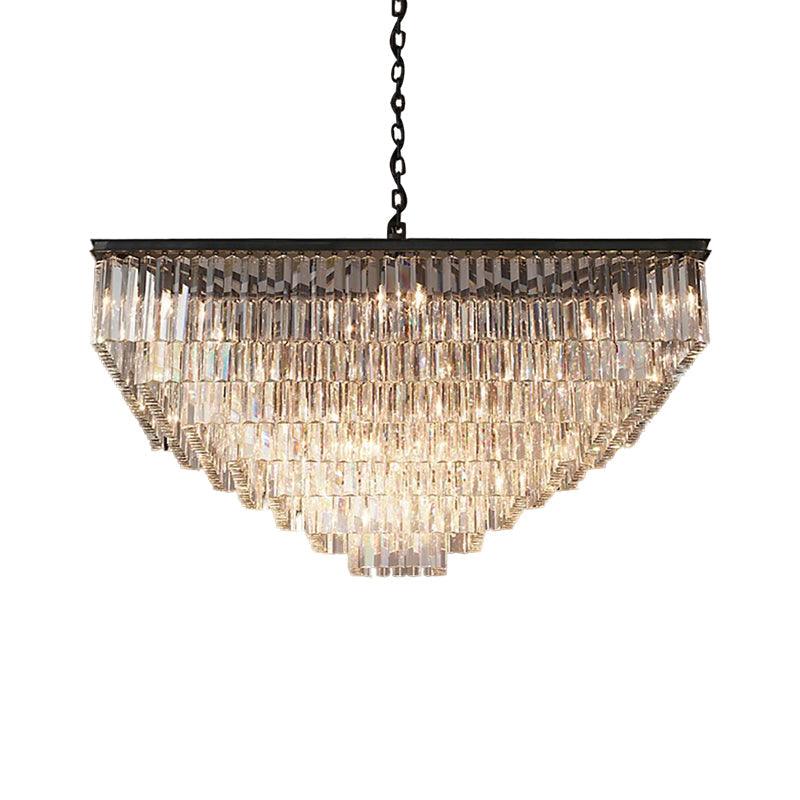 3/5/7-Tier Living Room Chandelier Lighting Square Crystal Shade - Rebooters