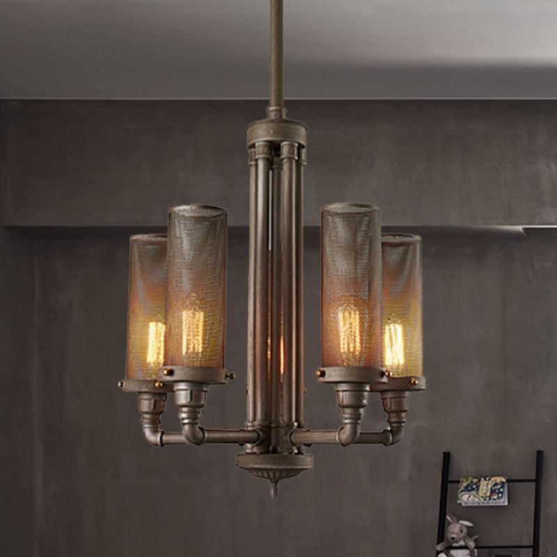 3/5/8 Lights Tube Hanging Lamp Cylinder Mesh Shade Fixture - Rebooters