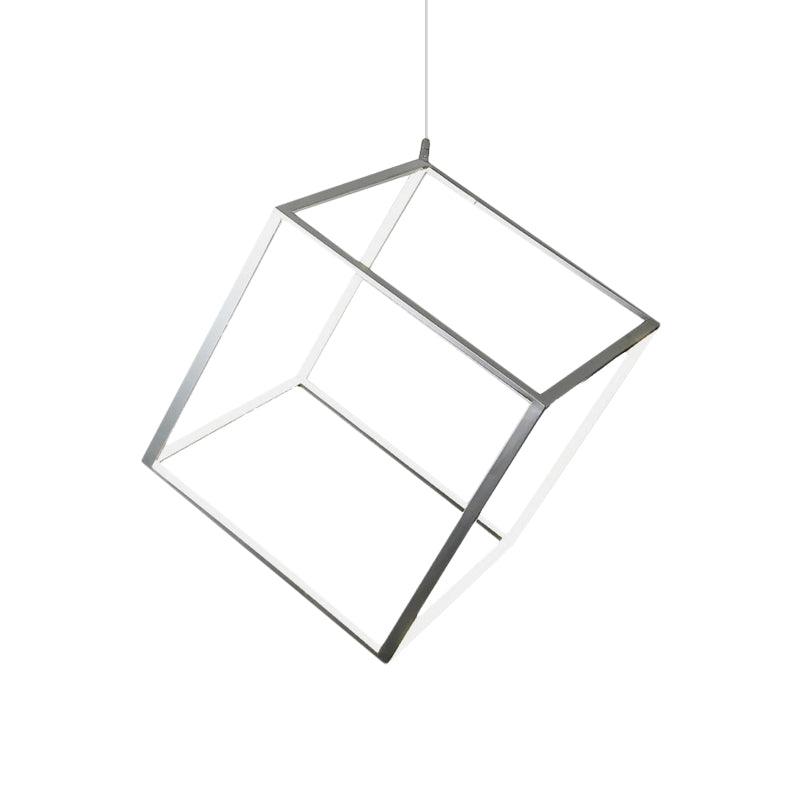 Aluminum Cubic Frame Chandelier Minimalist LED Ceiling Light - Rebooters