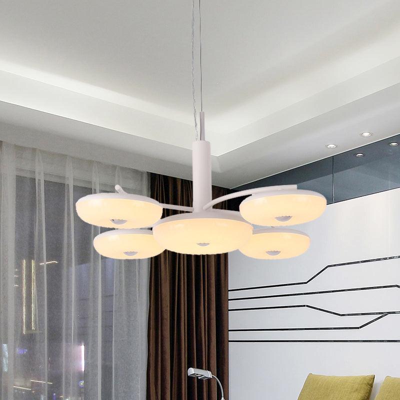 Acrylic Round Hanging Chandelier Modernist 5 Lights LED Pendant Lamp - Rebooters