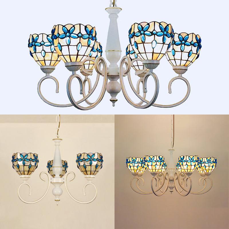 3/6/8 Lights Lodge Domed Stained Glass Pendant Chandelier - Rebooters