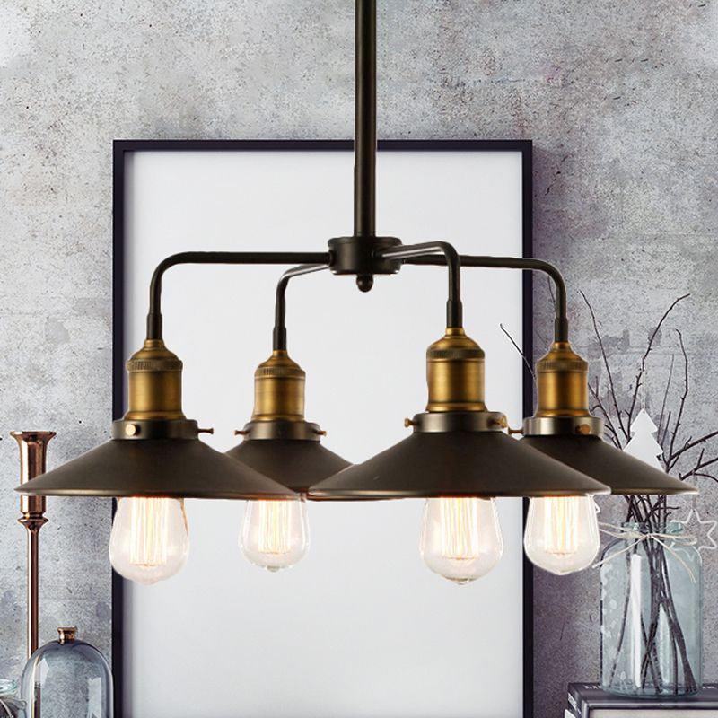 3/4/5 Heads Conical Chandelier Lamp Black Metallic Light - Rebooters