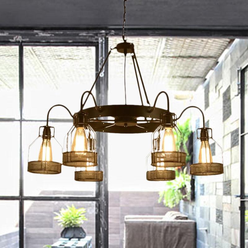 6/8 Heads Bell Hanging Lamp with Cage Style Frame Chandelier - Rebooters