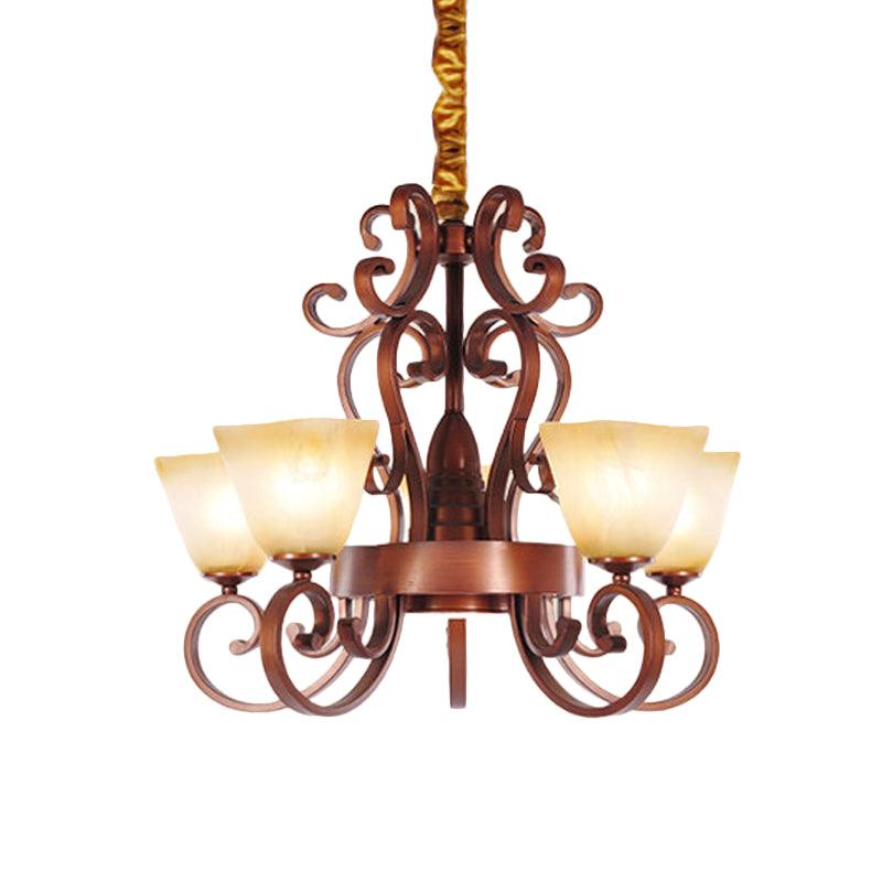 6/9-Head Pendant Chandelier Rustic Beige Glass Ceiling Light - Rebooters