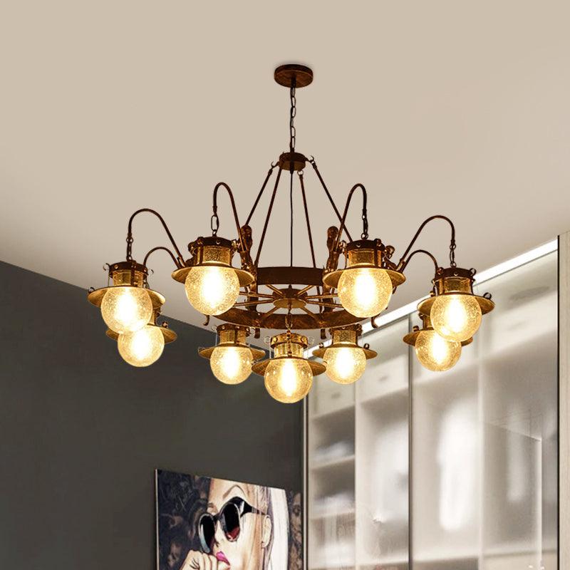 7/8 Bulbs Clear Glass Chandelier Light Country Rust Pendant Lamp - Rebooters