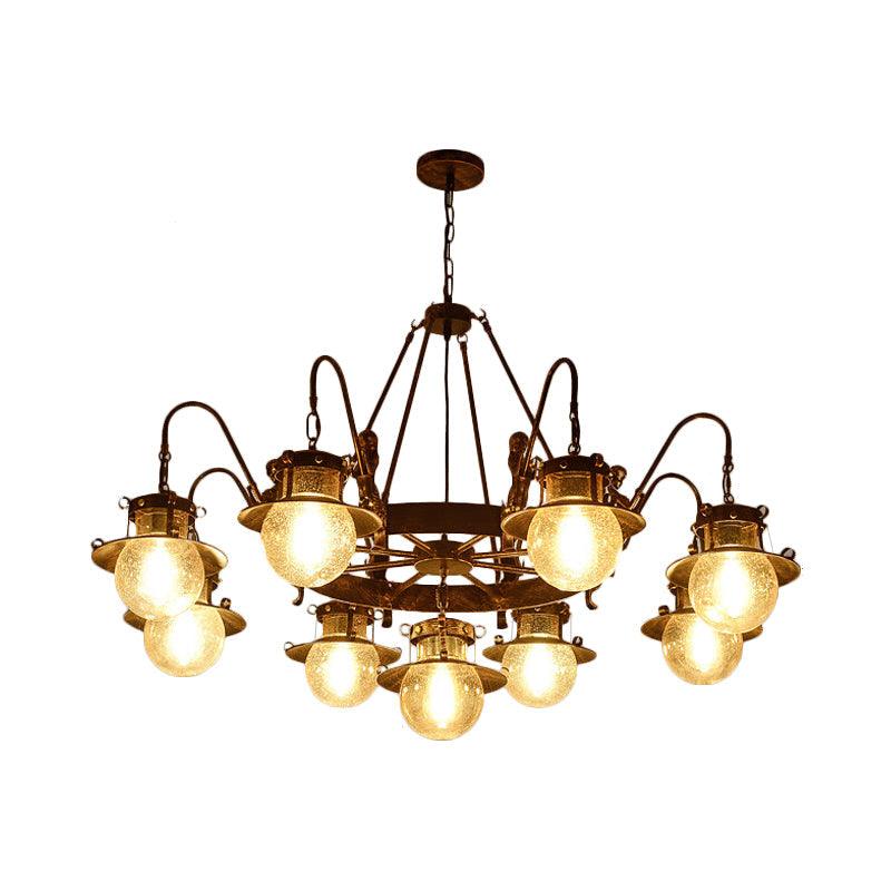 7/8 Bulbs Clear Glass Chandelier Light Country Rust Pendant Lamp - Rebooters