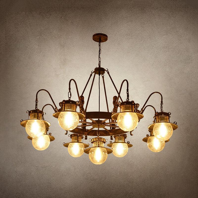 7/8 Bulbs Clear Glass Chandelier Light Country Rust Pendant Lamp - Rebooters