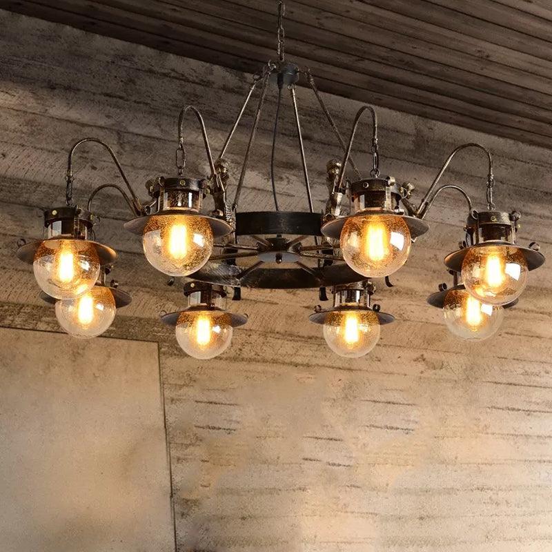 7/8 Bulbs Clear Glass Chandelier Light Country Rust Pendant Lamp - Rebooters