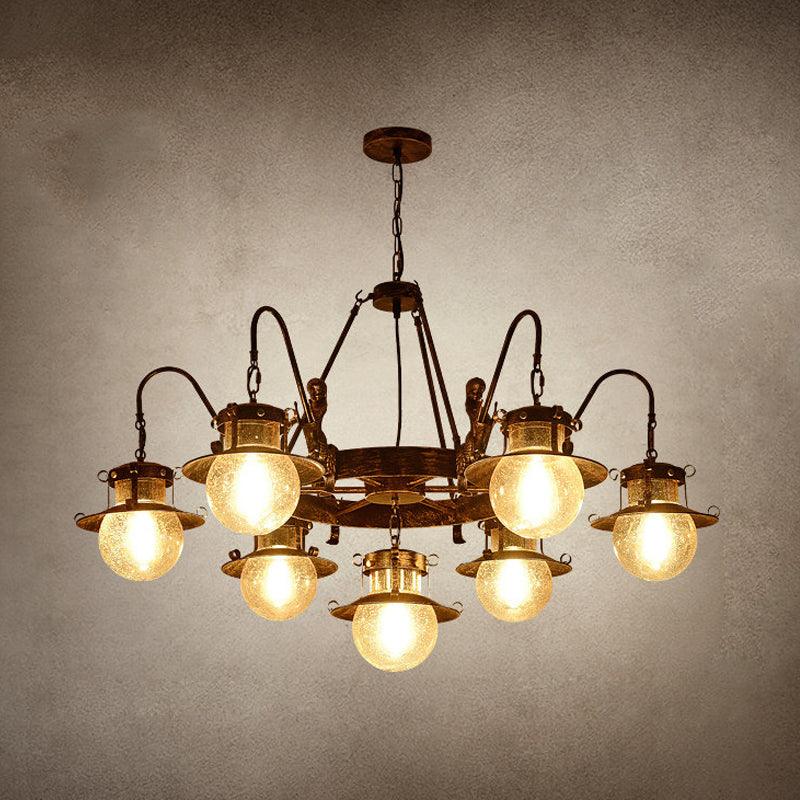 7/8 Bulbs Clear Glass Chandelier Light Country Rust Pendant Lamp - Rebooters