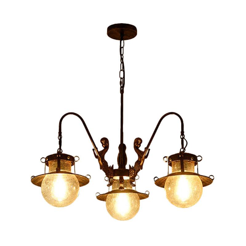 7/8 Bulbs Clear Glass Chandelier Light Country Rust Pendant Lamp - Rebooters