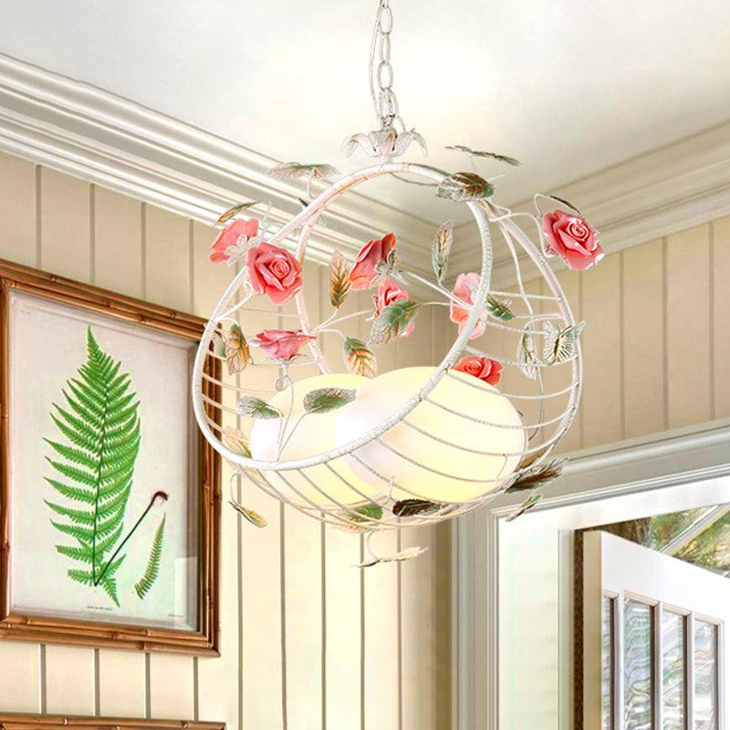 2 Lights Hanging Pendant Lamp Pastoral Living Room Chandelier - Rebooters