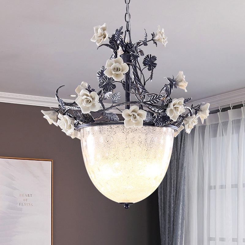 4-Bulb Bowl Chandelier Pendant Light Pastoral Style Lamp - Rebooters