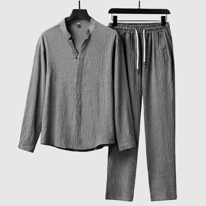 Men's Spring Long Sleeve Shirt and Pants Set for Comfort Rebooters mens 2 piece set