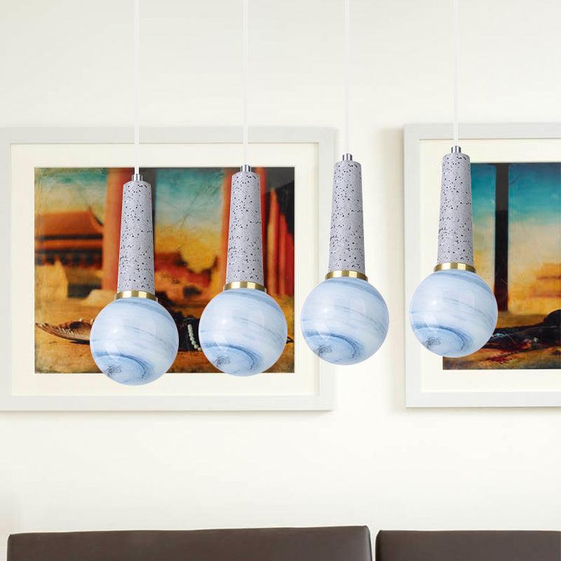 Ball Coffee Shop Hanging Light Blue Planet Glass Pendant Lamp - Rebooters