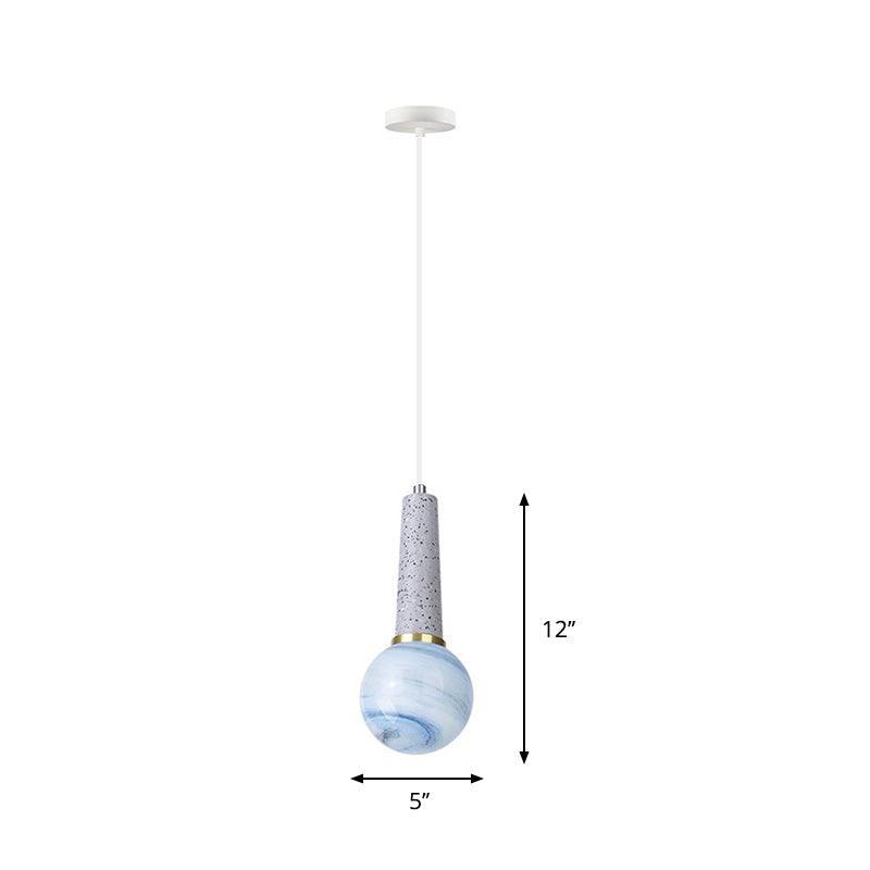 Ball Coffee Shop Hanging Light Blue Planet Glass Pendant Lamp - Rebooters