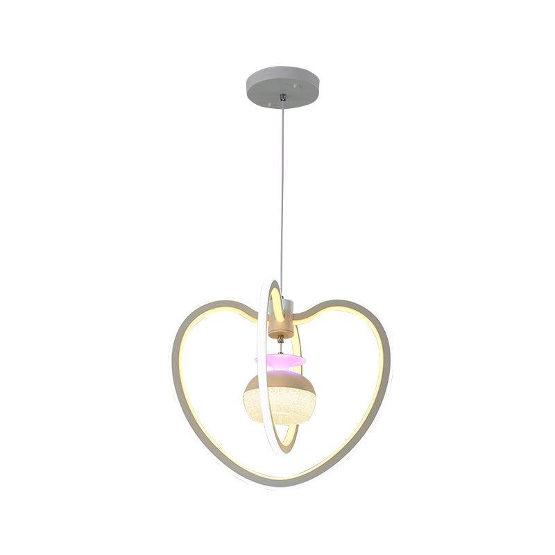 Acrylic Loving Heart Frame Pendant Lighting LED White Lamp - Rebooters