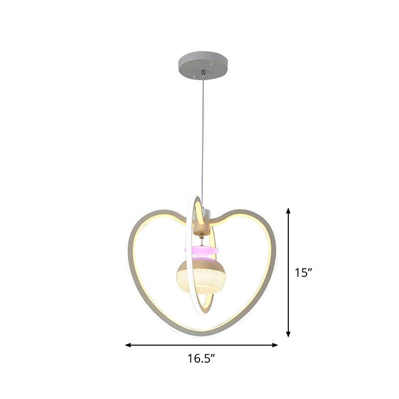 Acrylic Loving Heart Frame Pendant Lighting LED White Lamp - Rebooters