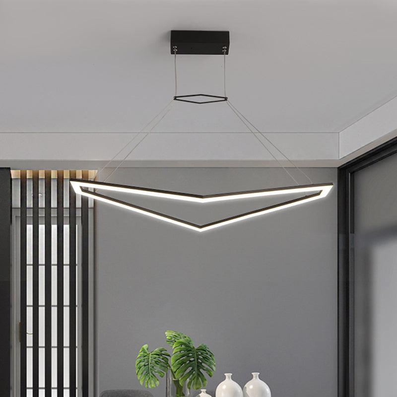 Acrylic Geometric Chandelier Pendant Light Simple LED Hanging Lamp Fixture in Black White Warm Light - Rebooters