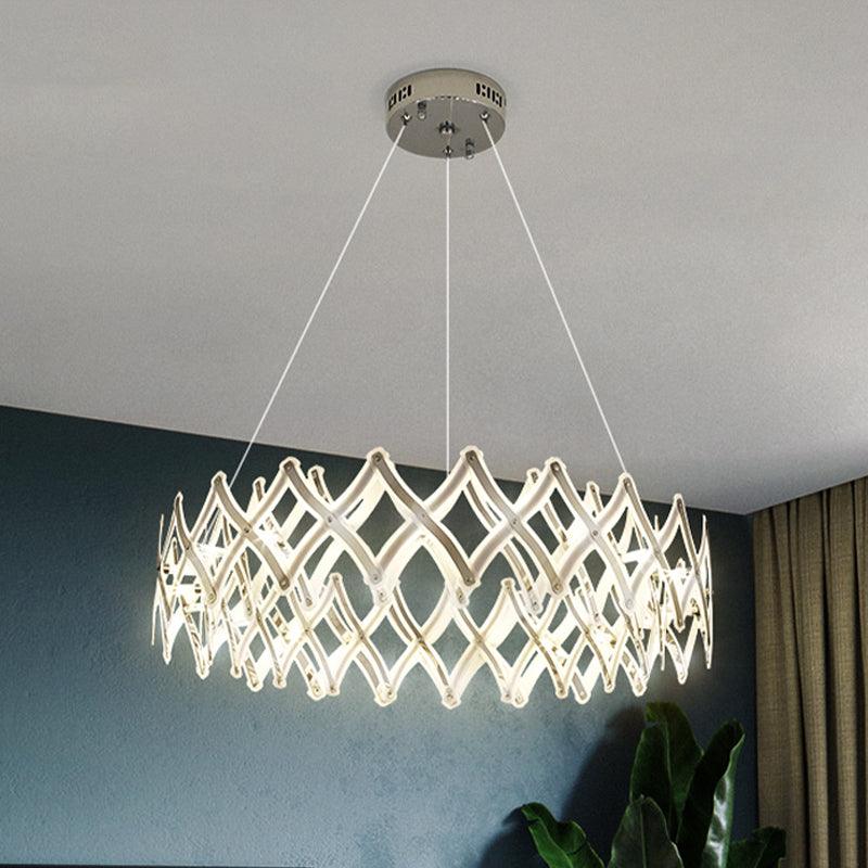 31.5"/23.5" W Grid Chandelier Acrylic LED Lamp Chrome Gold - Rebooters