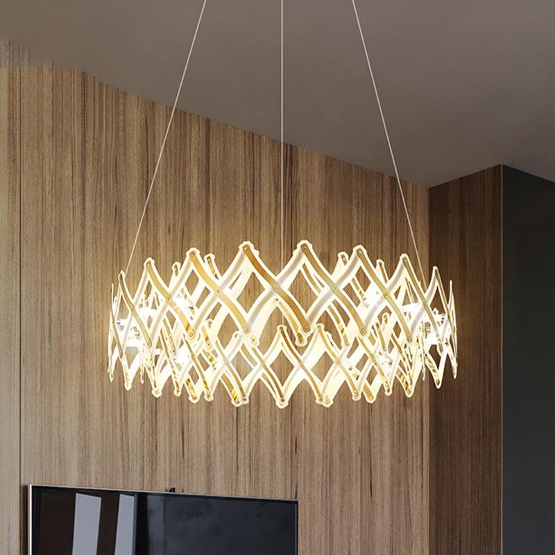 31.5"/23.5" W Grid Chandelier Acrylic LED Lamp Chrome Gold - Rebooters