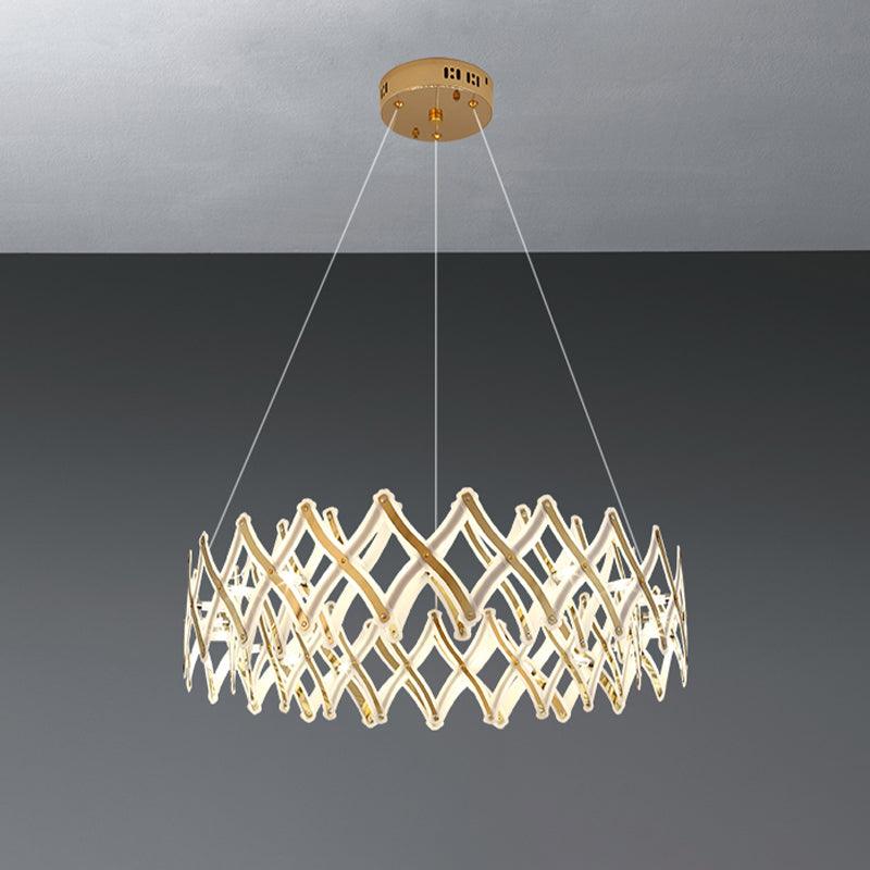31.5"/23.5" W Grid Chandelier Acrylic LED Lamp Chrome Gold - Rebooters
