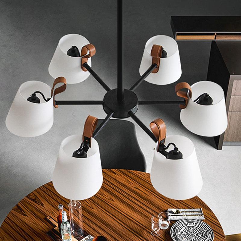 Barrel Dining Room Pendant Frosted White Glass Chandelier - Rebooters