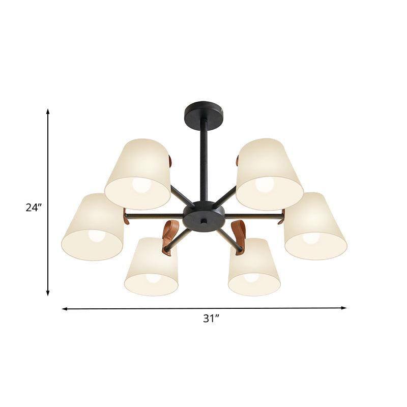 Barrel Dining Room Pendant Frosted White Glass Chandelier - Rebooters