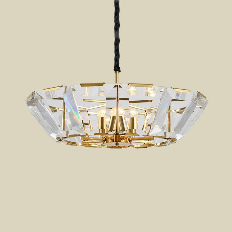 5 Heads Living Room Ceiling Chandelier Contemporary Gold Hanging Light Kit - Rebooters