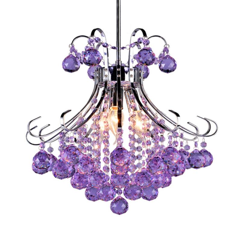 3 Bulbs Chandelier Pendant Light Traditionalist Raindrop Crystal - Rebooters