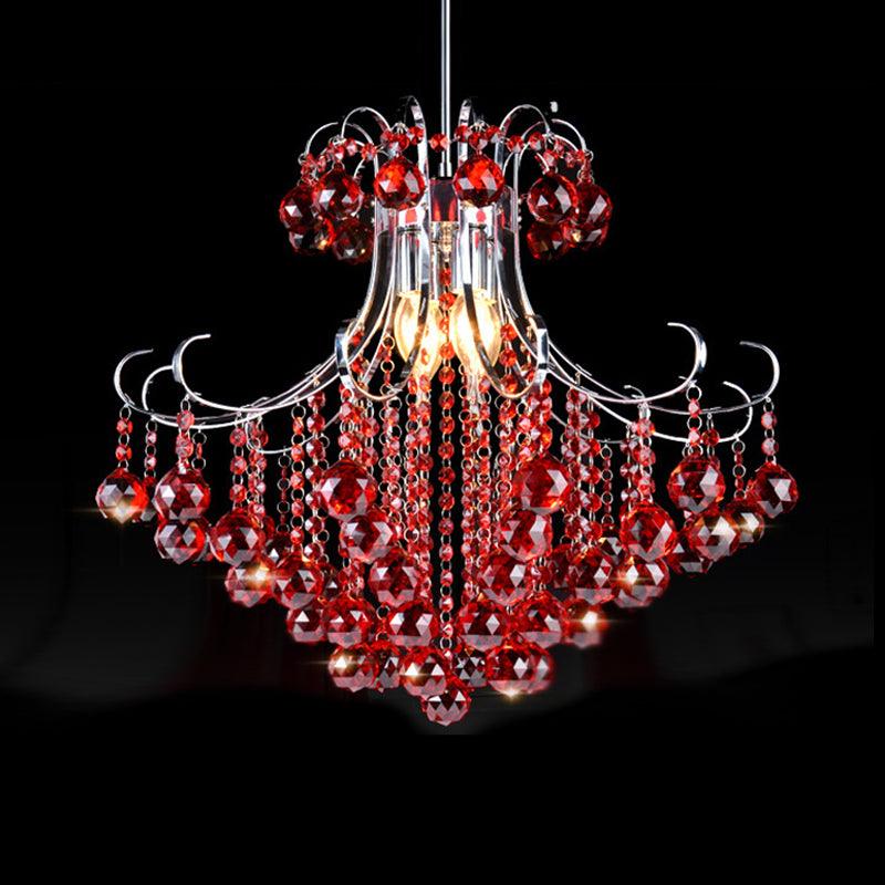 3 Bulbs Chandelier Pendant Light Traditionalist Raindrop Crystal - Rebooters