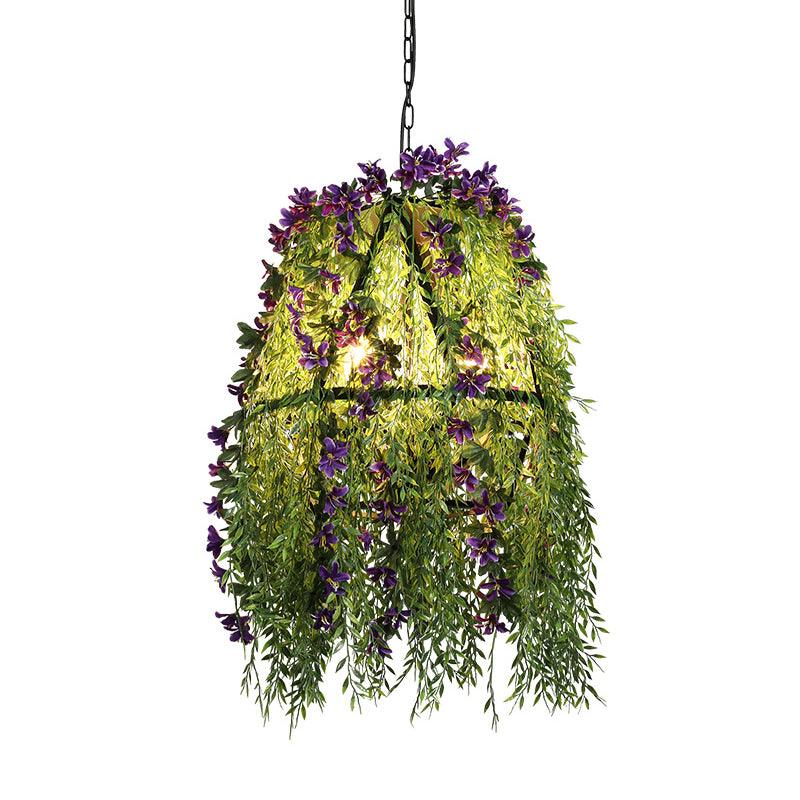 4-Bulb Diamond Cage Chandelier Light Industrial Black Metal - Rebooters