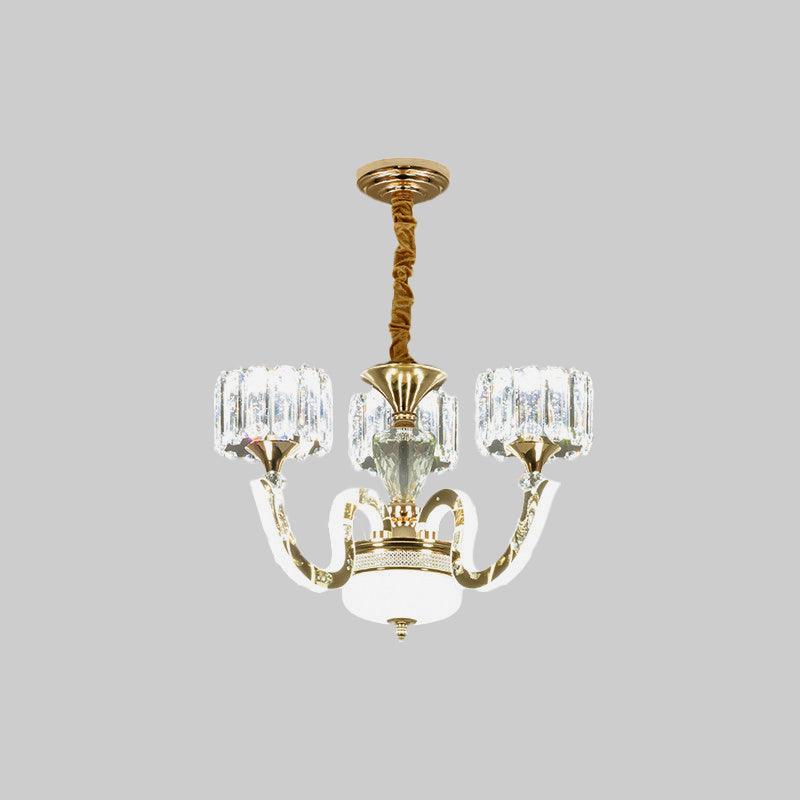 3/5 Lights Crystal Block Chandelier Light Modernism Gold Lamp - Rebooters
