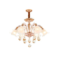 3/6 Heads Floral Ceiling Chandelier Traditional Gold Crystal - Rebooters