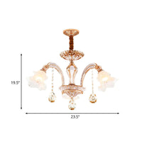 3/6 Heads Floral Ceiling Chandelier Traditional Gold Crystal - Rebooters