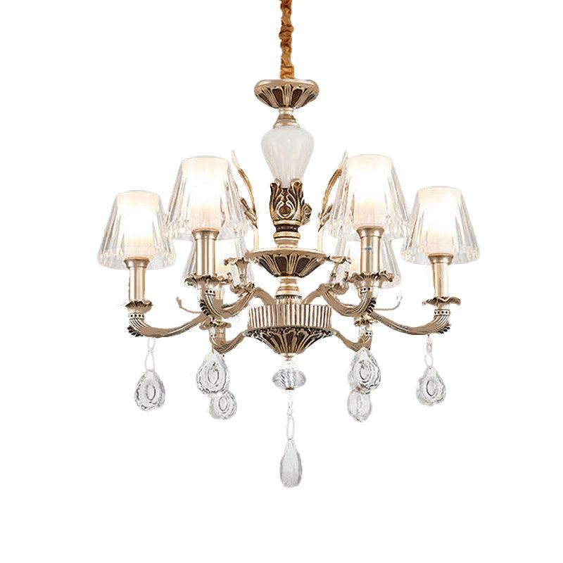 6-Light Chandelier Light Fixture Traditional Cone Crystal Lamp - Rebooters