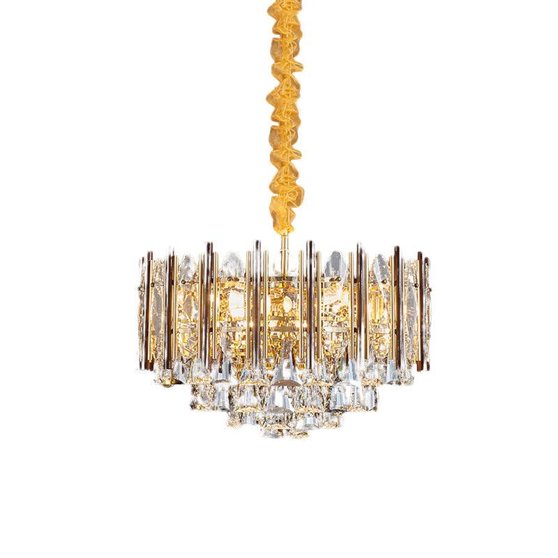 Beveled Crystal Gold Ceiling Chandelier Conic 7 Bulbs Lamp - Rebooters
