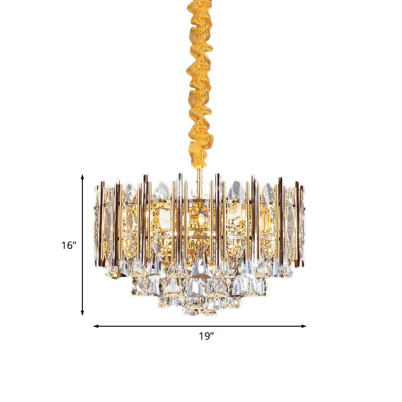 Beveled Crystal Gold Ceiling Chandelier Conic 7 Bulbs Lamp - Rebooters