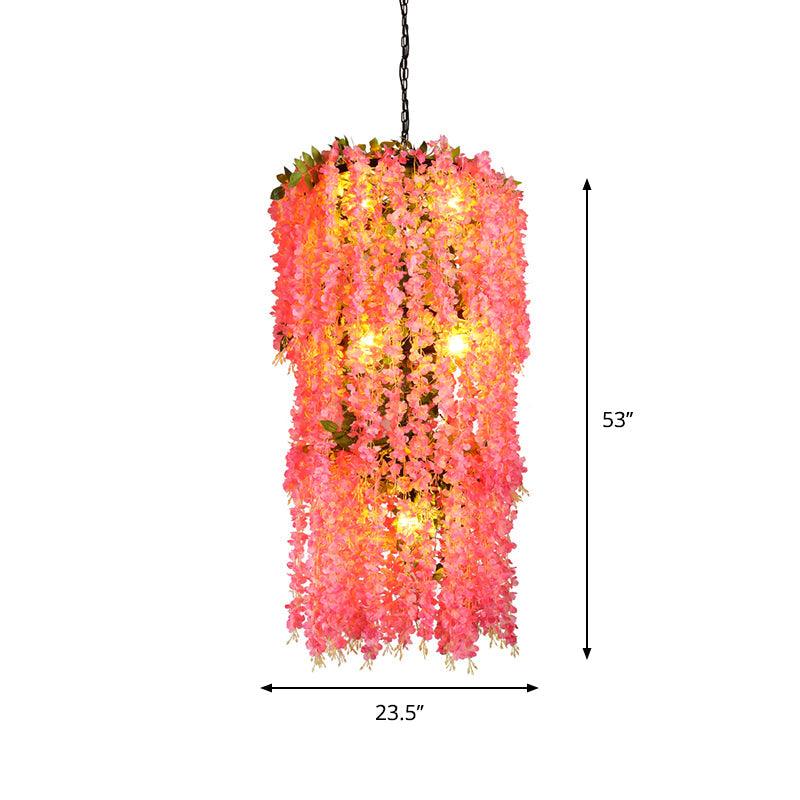 7-Head Metal Chandelier Lamp Loft Pink Ceiling Light Decor - Rebooters