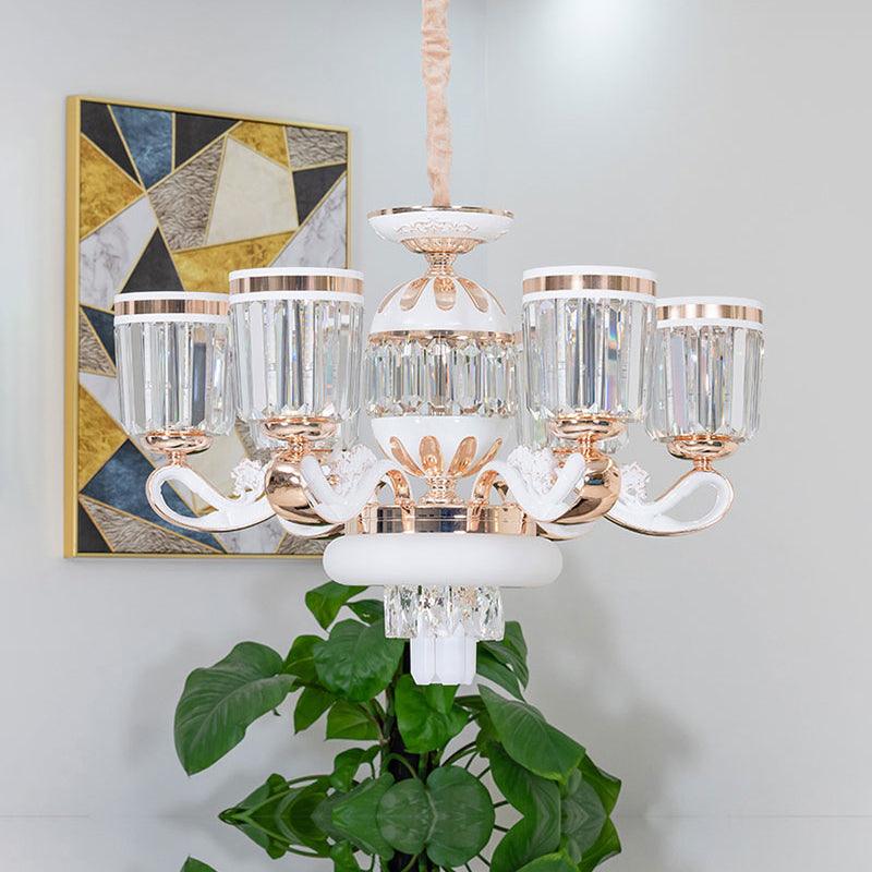 6/8-Head Bell Pendant Chandelier Modern Gold Crystal Lamp - Rebooters