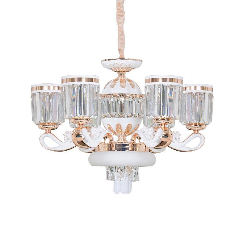 6/8-Head Bell Pendant Chandelier Modern Gold Crystal Lamp - Rebooters
