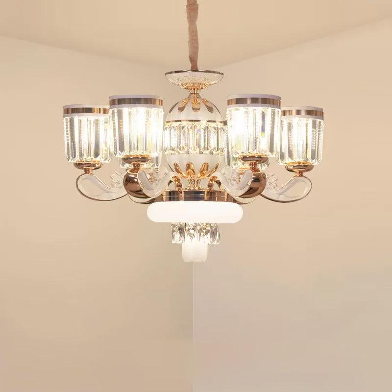 6/8-Head Bell Pendant Chandelier Modern Gold Crystal Lamp - Rebooters