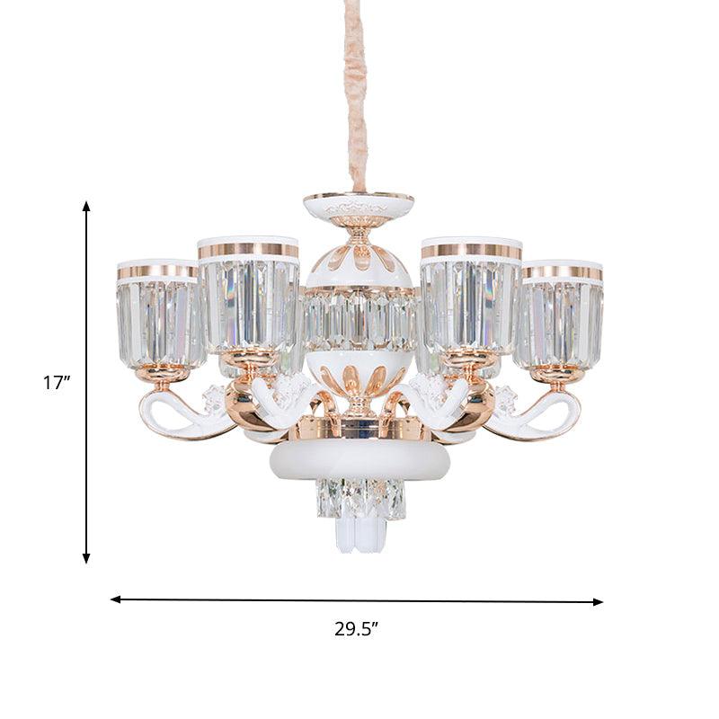 6/8-Head Bell Pendant Chandelier Modern Gold Crystal Lamp - Rebooters