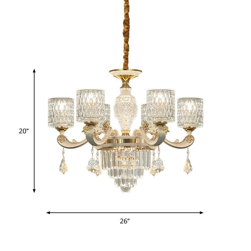 6/8-Light Crystal Pendant Lighting Modernism Gold Cylinder Chandelier - Rebooters