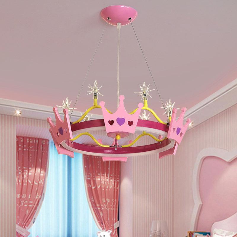 7 Bulbs Girl Room Hanging Chandelier Kid Pink Pendant Lamp - Rebooters