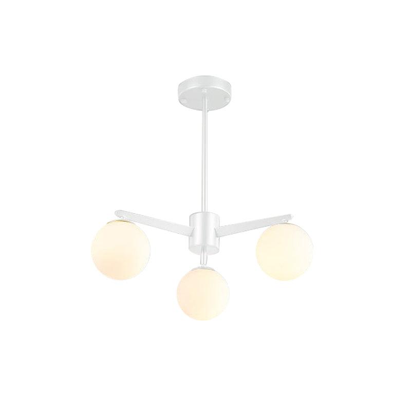 Ball Chandelier Simple Style Opal Glass 3 Lights Lamp - Rebooters