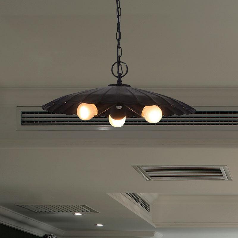 3 Bulbs Scalloped Pendant Lighting Rustic Industrial Chandelier - Rebooters