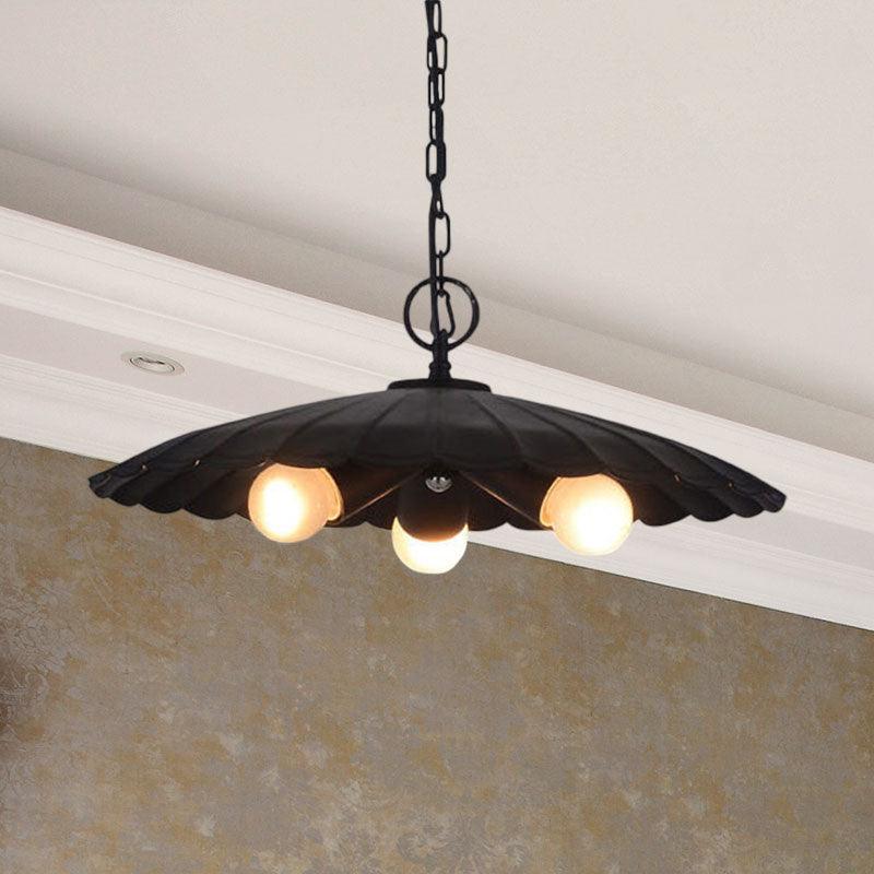 3 Bulbs Scalloped Pendant Lighting Rustic Industrial Chandelier - Rebooters