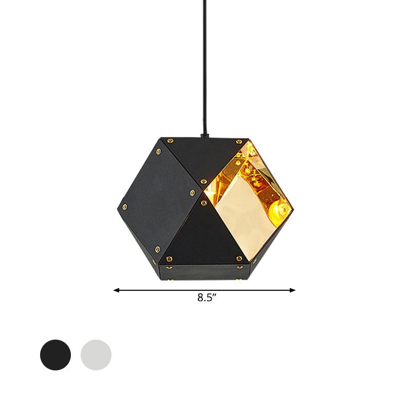 8/12 Heads Multifaceted Metal Chandelier Light Modern Black White Dining Room Pendant Light Fixture - Rebooters