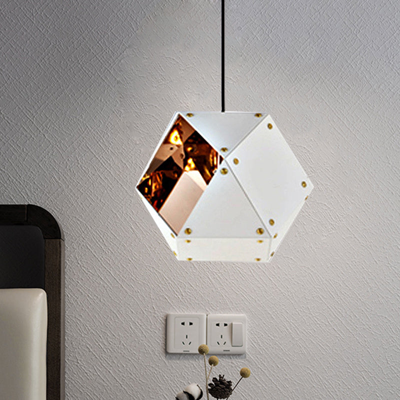 8/12 Heads Multifaceted Metal Chandelier Light Modern Black White Dining Room Pendant Light Fixture - Rebooters